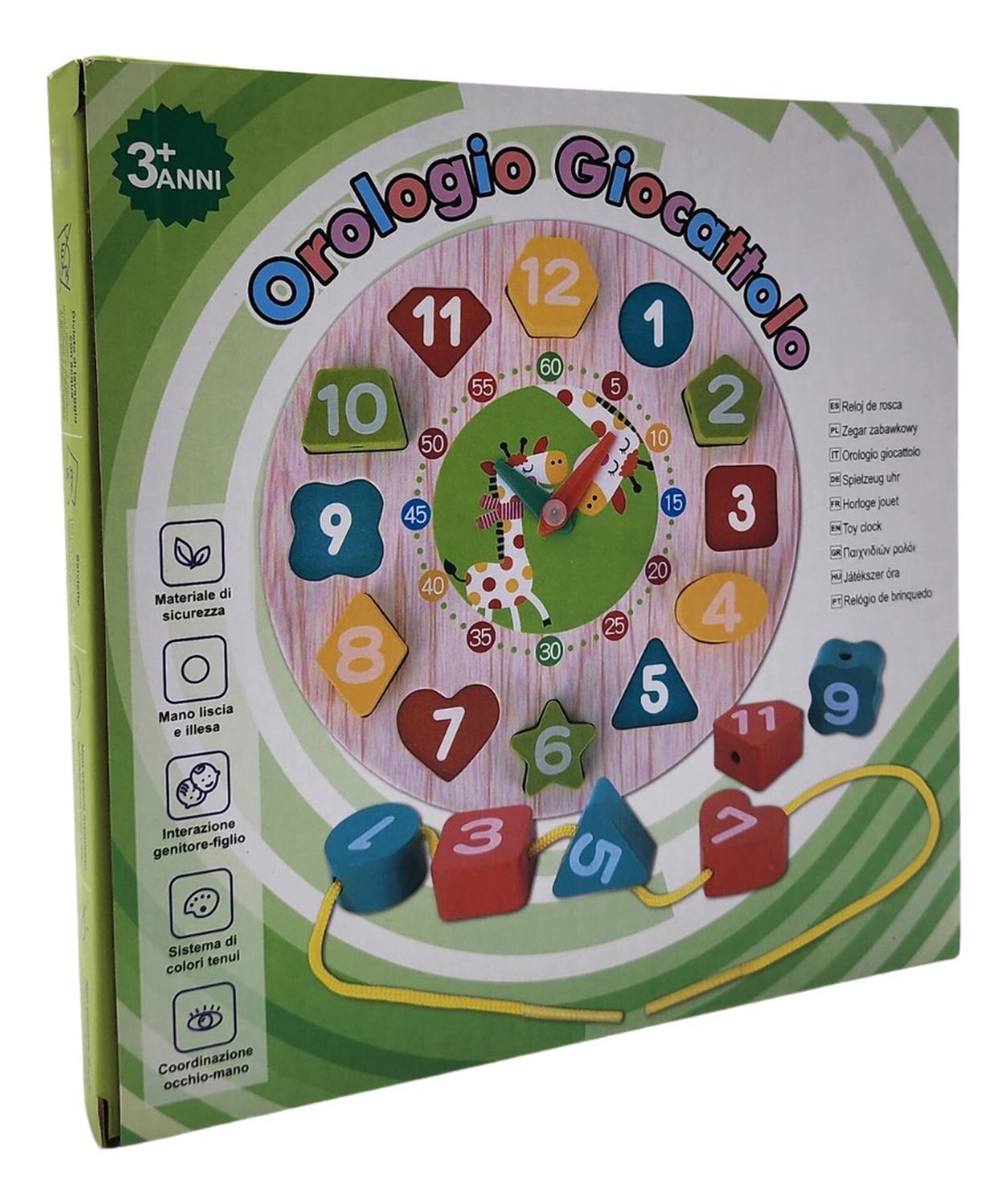JUEGO EDUCATIVO RELOJ ENCAJE MADERA FLIP - 1