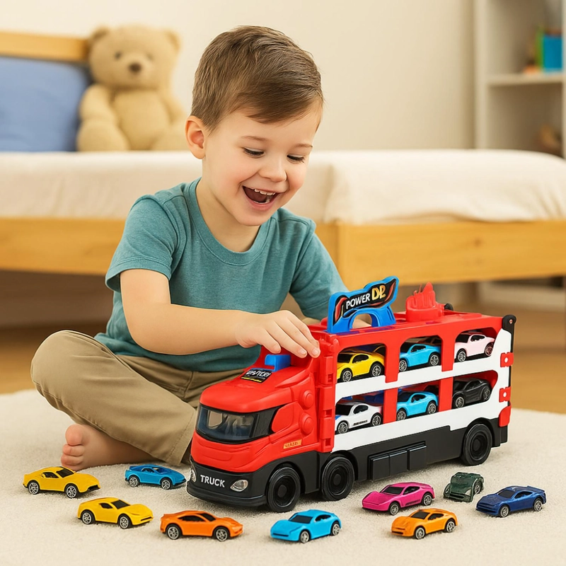 CAMION DE CARGA MALETIN TRANSPORTADOR DE AUTITOS JUEGO NIÑOS - 7