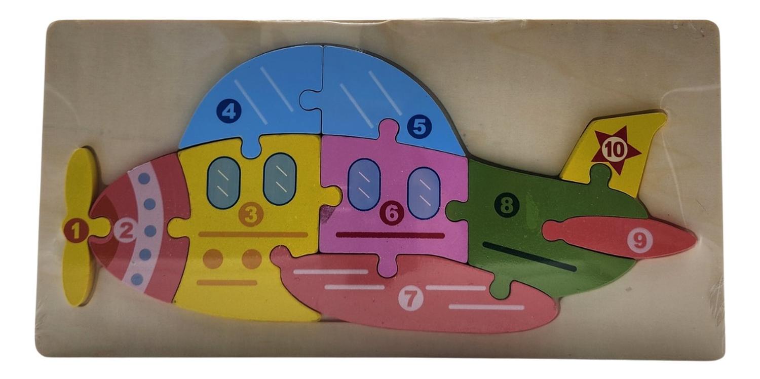 PUZZLE CAFE CLARO JUEGO DE MADERA AVIONETA JUGUETE EDUCATIVO - 1