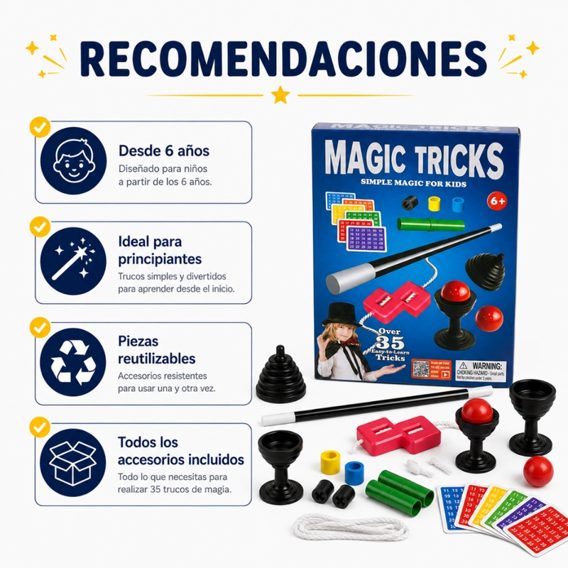 SET JUEGO MAGIA MAGIC 35 TRUCOS MAGO CON VARITA NIÑOS - 7