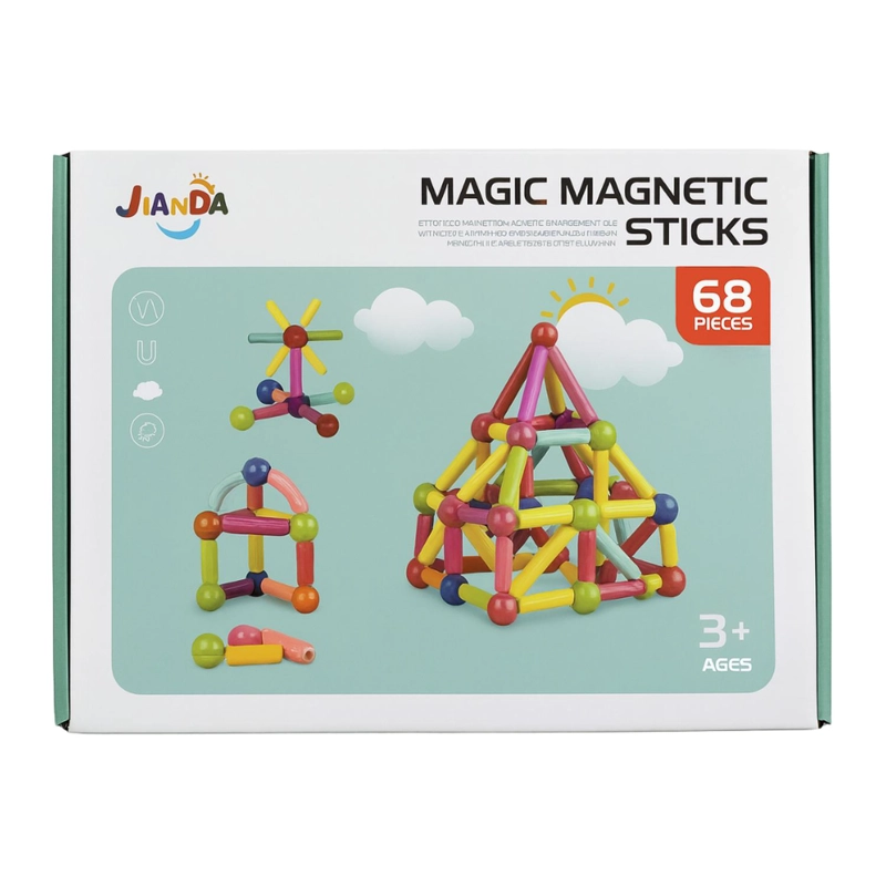 JUEGO VARILLAS DE CONSTRUCCION MAGNETICO DIDACTICO 68 PIEZAS - 1