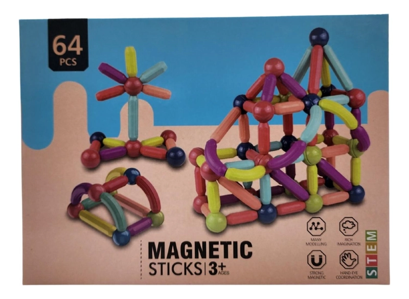 JUEGO VARILLAS DE CONSTRUCCION MAGNETICO DIDACTICO 68 PIEZAS - 8