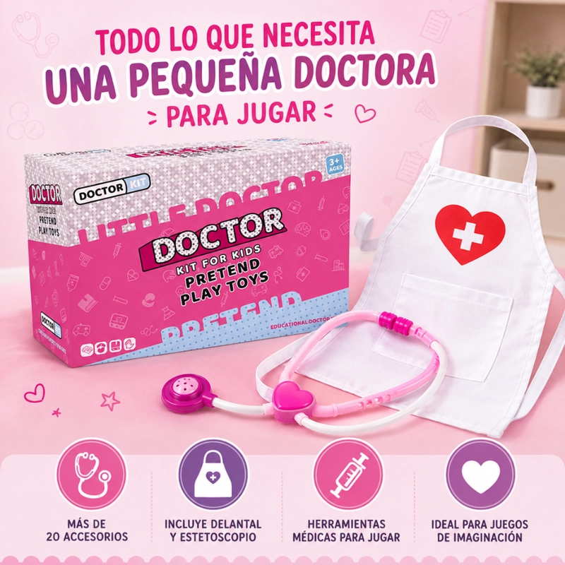MALETIN DE DOCTORA INFANTIL SET MEDICO CON ACCESORIOS PARA NIÑAS - 3
