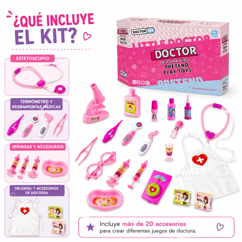 MALETIN DE DOCTORA INFANTIL SET MEDICO CON ACCESORIOS PARA NIÑAS - 5
