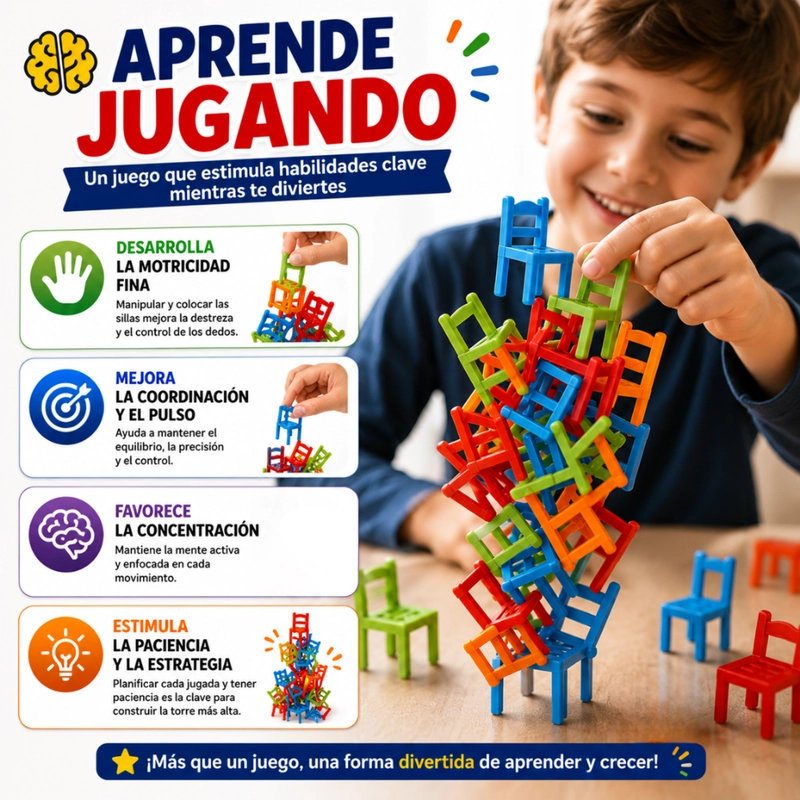 JUEGO DE MESA EQUILIBRIO DE SILLAS FAMILIAR PARA NIÑOS - 4