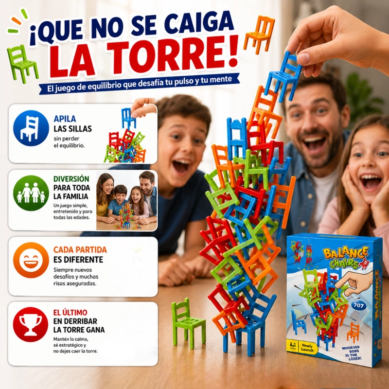 JUEGO DE MESA EQUILIBRIO DE SILLAS FAMILIAR PARA NIÑOS - 5