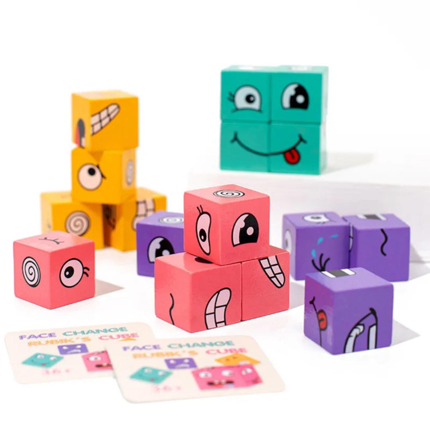 JUEGO DE EXPRESION CUBO CAMBIA CARA DE COLORES EMOJI - 4