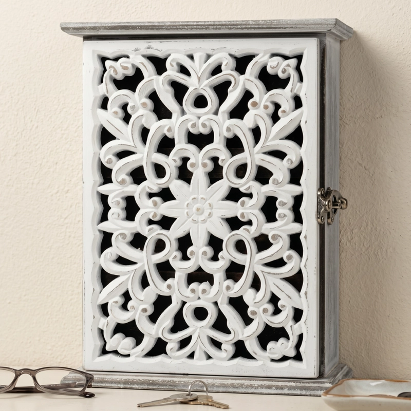 PORTA LLAVE DE MADERA DISEÑO MANDALA 6 GANCHOS PARA LLAVES - 2