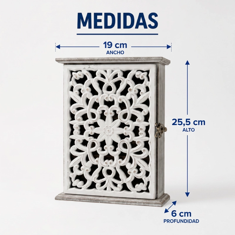 PORTA LLAVE DE MADERA DISEÑO MANDALA 6 GANCHOS PARA LLAVES - 9