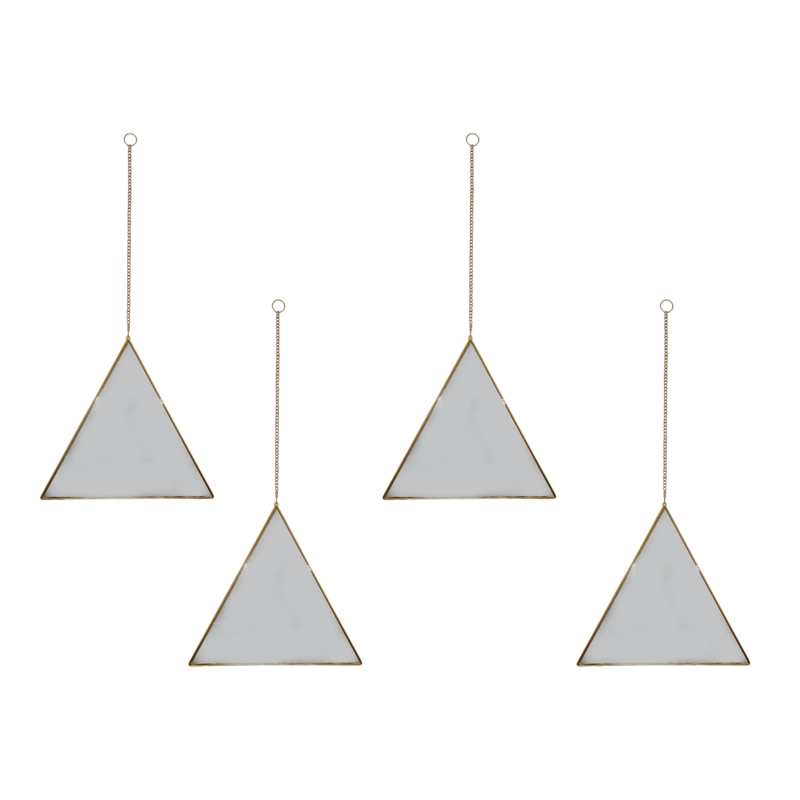 SET 4 ESPEJOS PARED COLGAR TRIANGULAR MARCO ESPEJO - 1