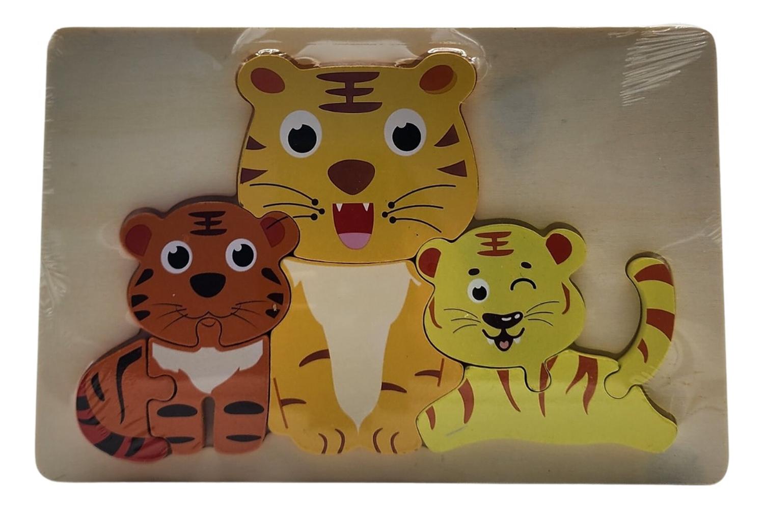 PUZZLE TIGRE CAFE CLARO JUEGO DE MADERA ANIMALES S JUGUETE EDUCATIVO - 1