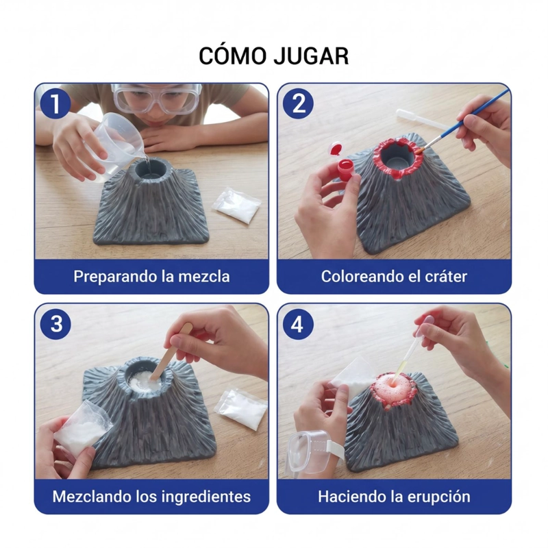KIT EXPERIMENTO ERUPCION VOLCAN JUGUETE DIDACTICO EDUCATIVO - 6