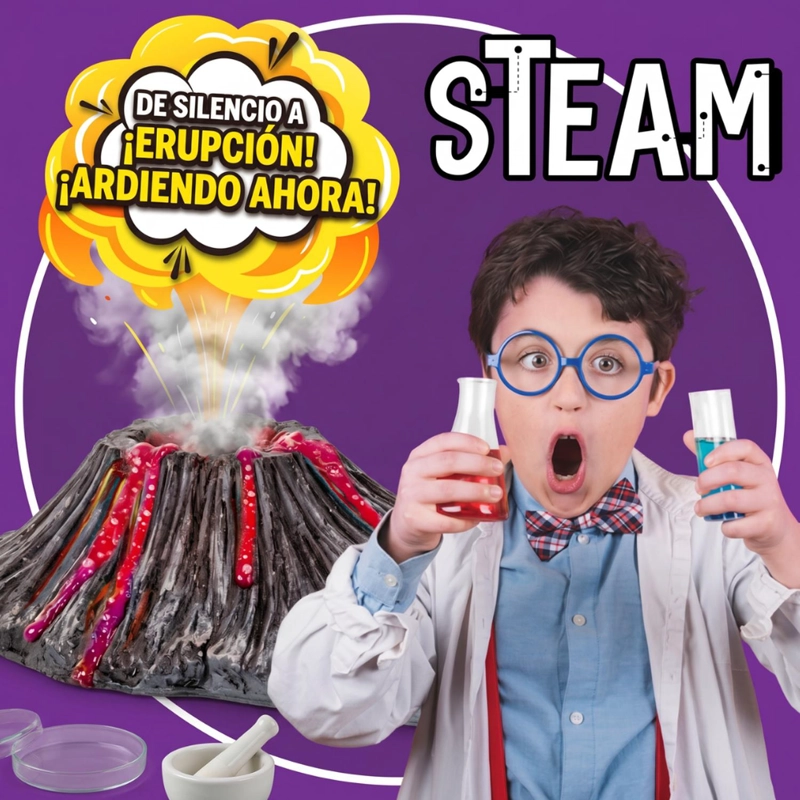 KIT EXPERIMENTO ERUPCION VOLCAN JUGUETE DIDACTICO EDUCATIVO - 8