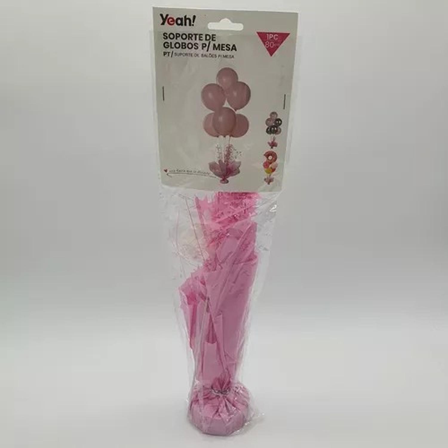 SOPORTE GLOBO MESA CUMPLEAÑOS 80 CM COTILLÓN ROSADO - 1