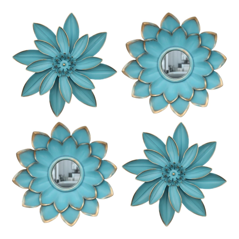 SET 4 MARCOS ESPEJOS FLOR LOTO DECORATIVO CALIPSO DECO - 1