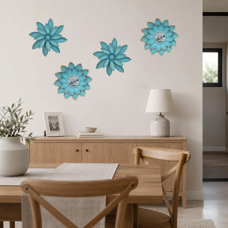 SET 4 MARCOS ESPEJOS FLOR LOTO DECORATIVO CALIPSO DECO - 3