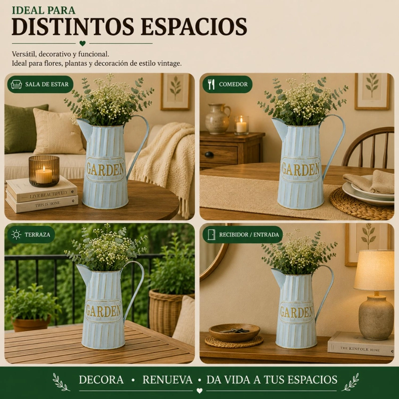 FLORERO METALICO TIPO JARRA DECORATIVO GARDEN PARA FLORES - 7