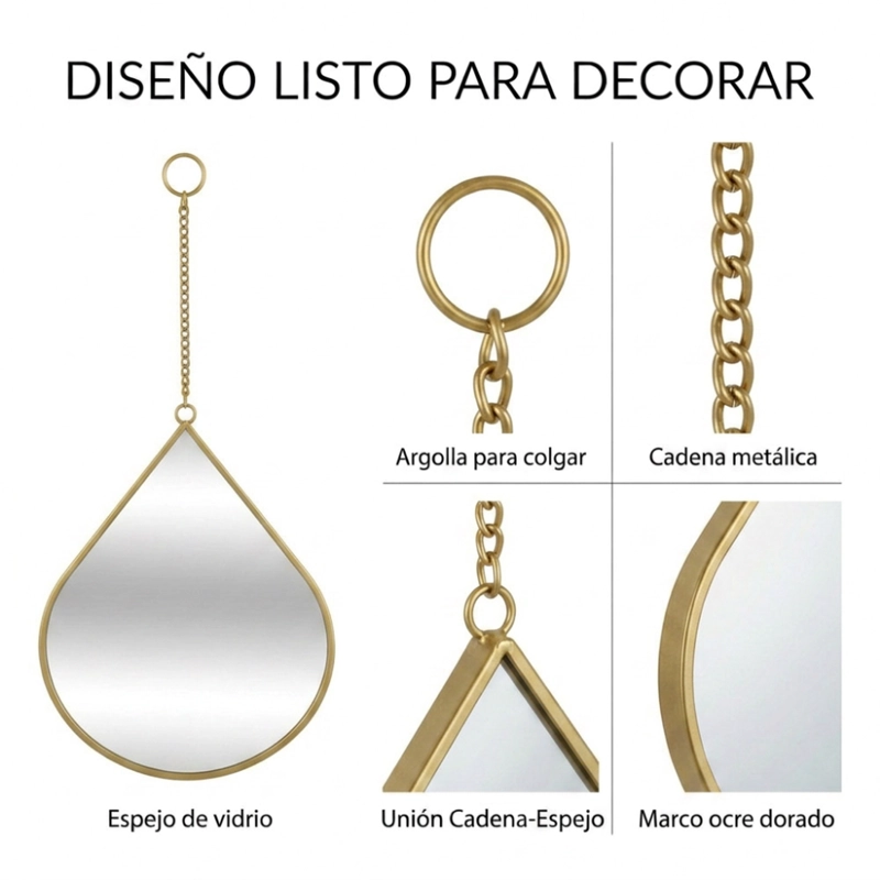 SET 3 ESPEJOS GOTAS PARED COLGAR GOTA MARCOS ESPEJOS - 7