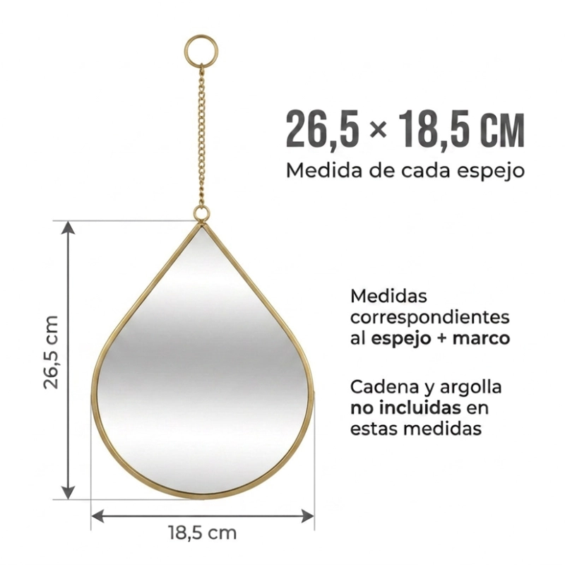 SET 3 ESPEJOS GOTAS PARED COLGAR GOTA MARCOS ESPEJOS - 8