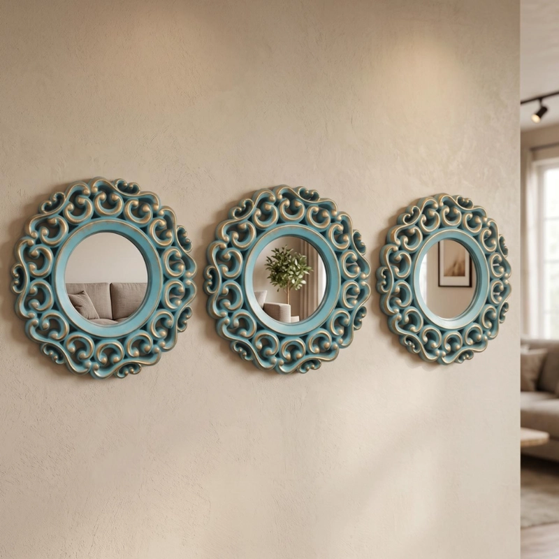 SET 3 MARCOS DE ESPEJOS ESTILO ARABE DECORATIVO CALIPSO DECO - 3