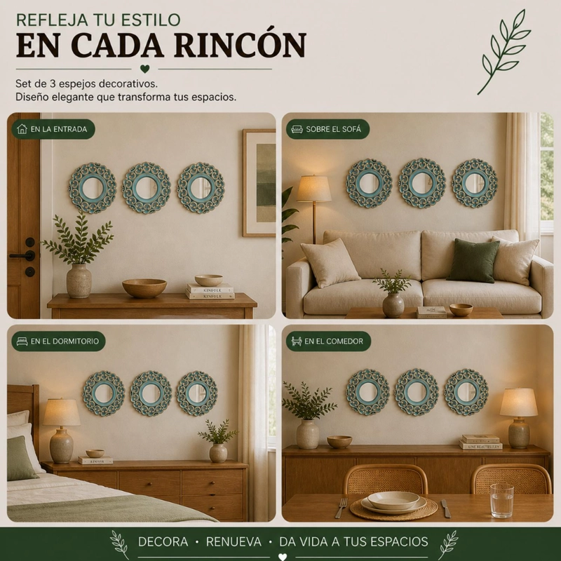 SET 3 MARCOS DE ESPEJOS ESTILO ARABE DECORATIVO CALIPSO DECO - 7
