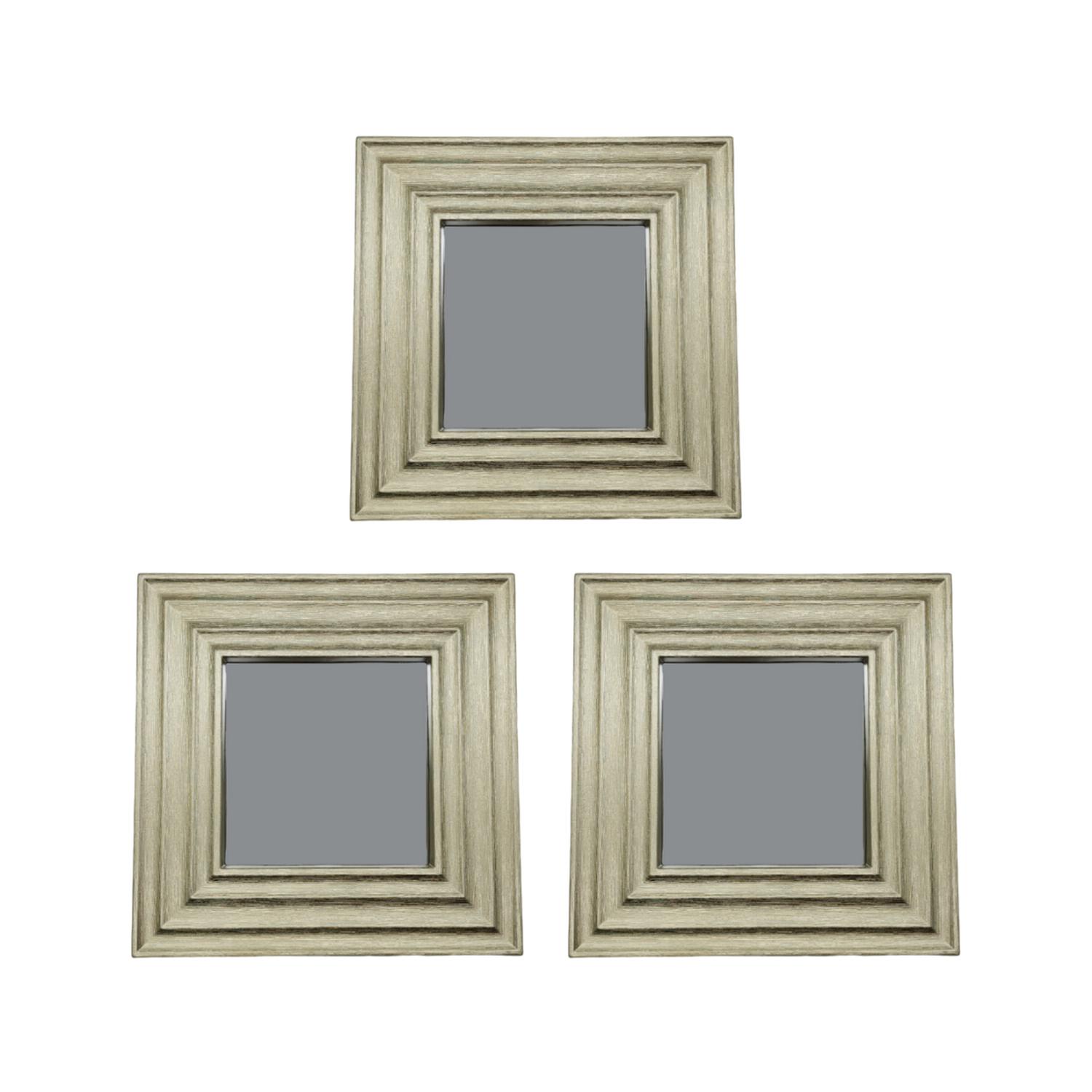 SET 3 MARCOS ESPEJOS CUADRADOS DECORAR HOGAR DORADO - 1