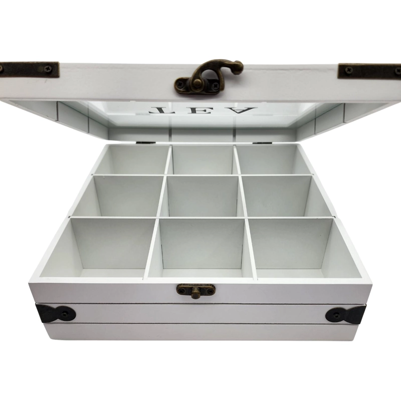 CAJA DE TE  9 DIVISIONES TAPA CON DISEÑO DECORATIVA DECOHOGAR - 2