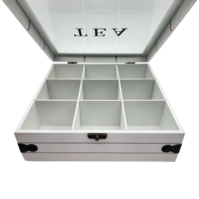 CAJA DE TE  9 DIVISIONES TAPA CON DISEÑO DECORATIVA DECOHOGAR - 3