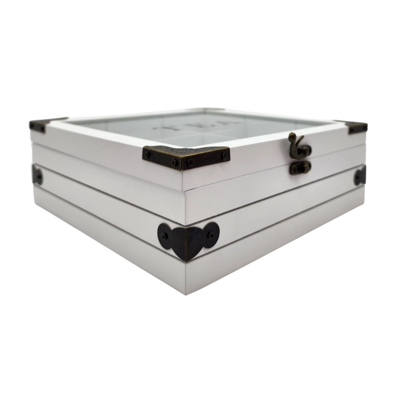CAJA DE TE  9 DIVISIONES TAPA CON DISEÑO DECORATIVA DECOHOGAR - 4
