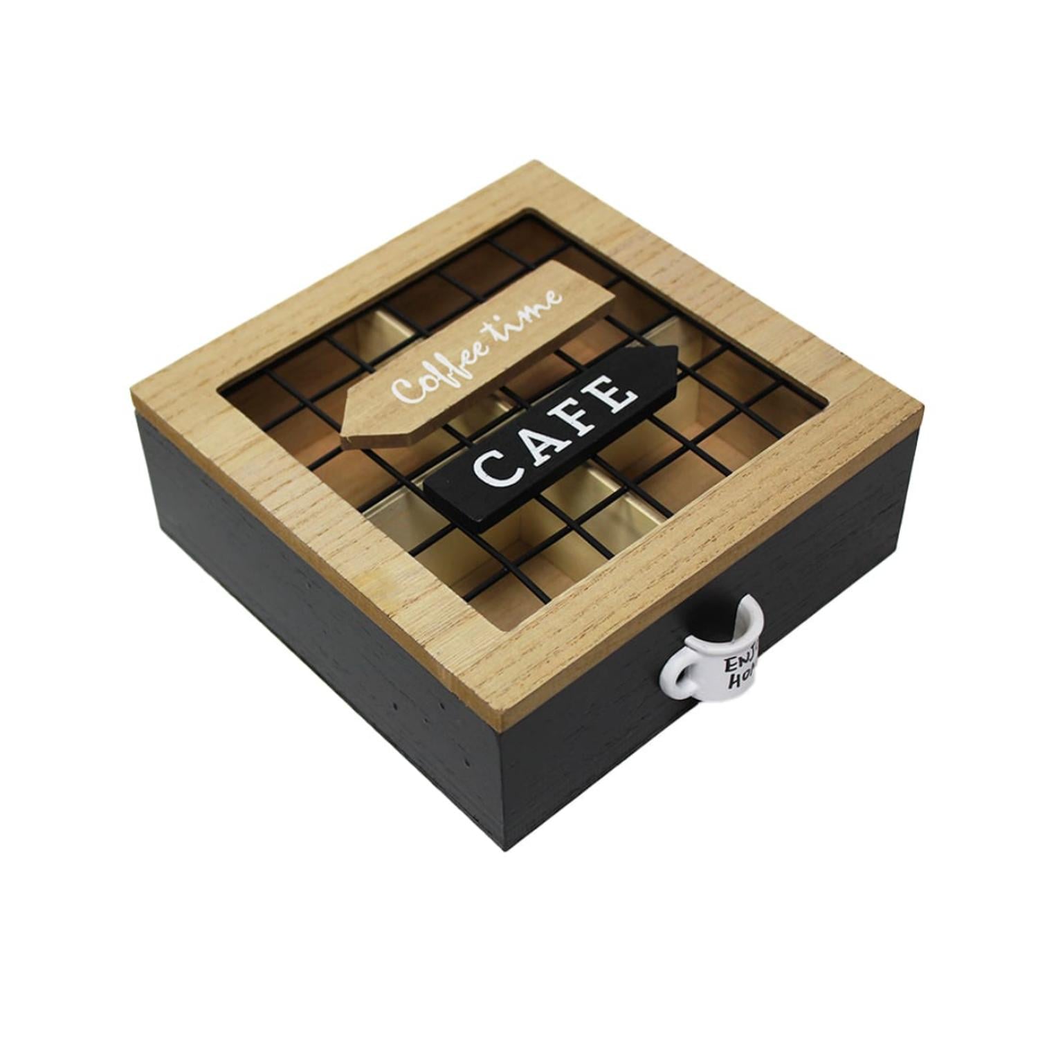 CAJA DE TE 4 DIVISIONES TAPA CON DISEÑO DECORATIVA DECOHOGAR - 1