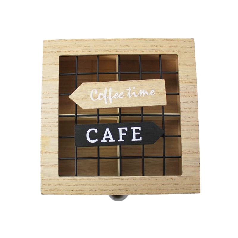 CAJA DE TE 4 DIVISIONES TAPA CON DISEÑO DECORATIVA DECOHOGAR - 2
