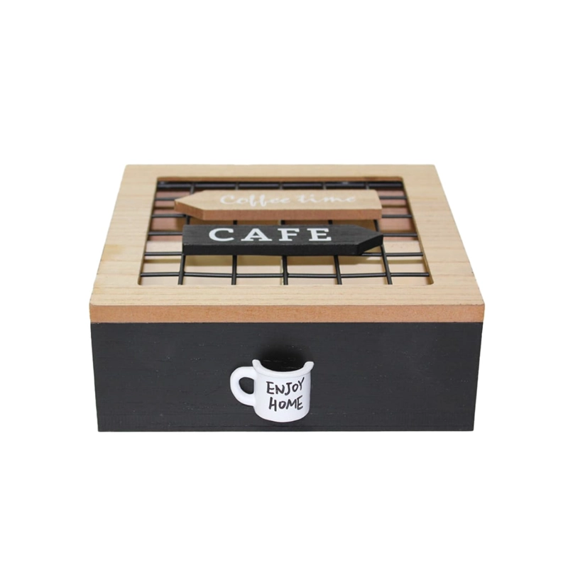 CAJA DE TE 4 DIVISIONES TAPA CON DISEÑO DECORATIVA DECOHOGAR - 4