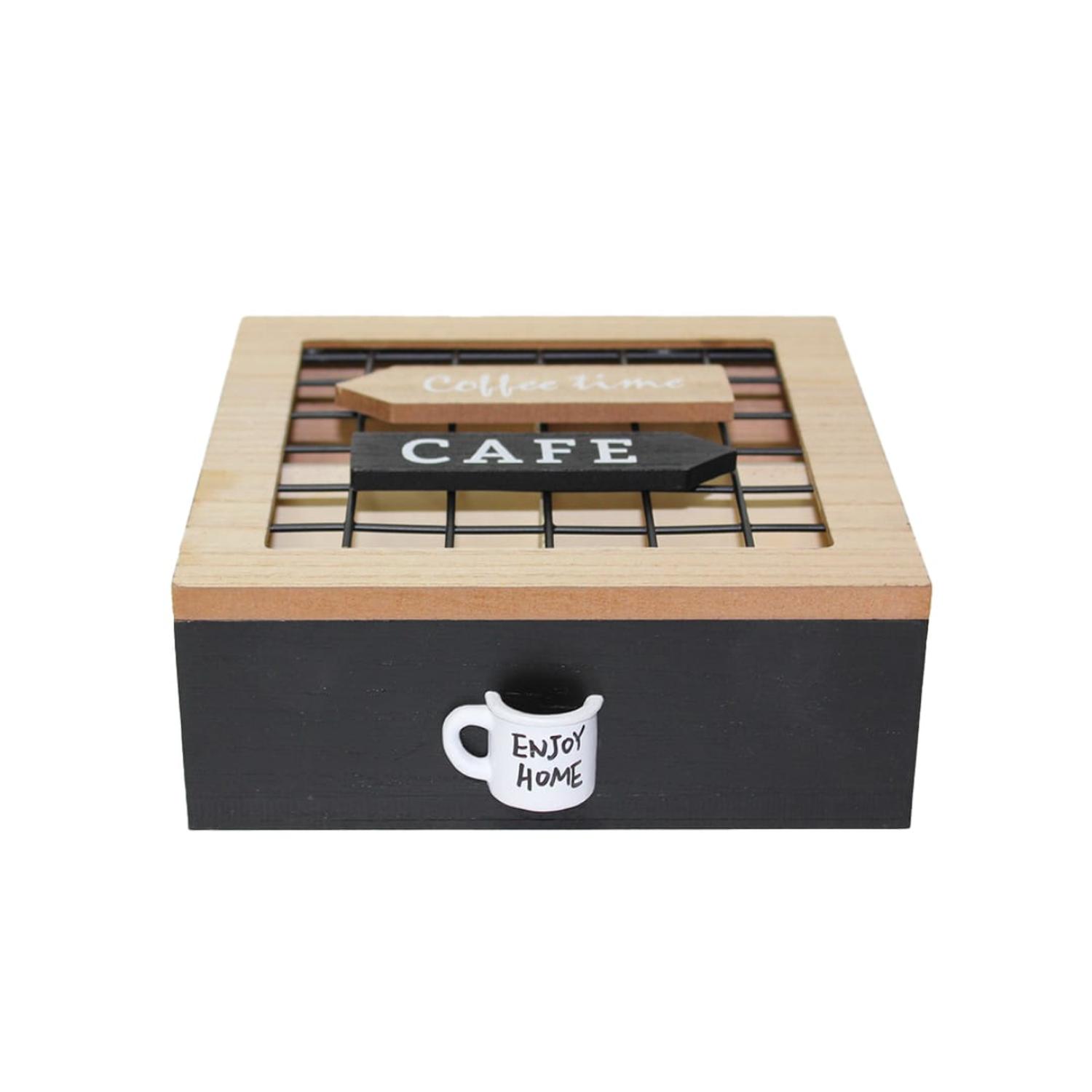 CAJA DE TE 4 DIVISIONES TAPA CON DISEÑO DECORATIVA DECOHOGAR - 4