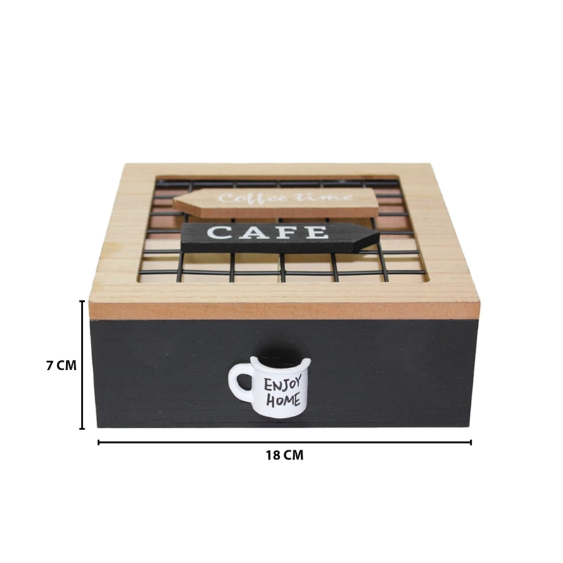 CAJA DE TE 4 DIVISIONES TAPA CON DISEÑO DECORATIVA DECOHOGAR - 5