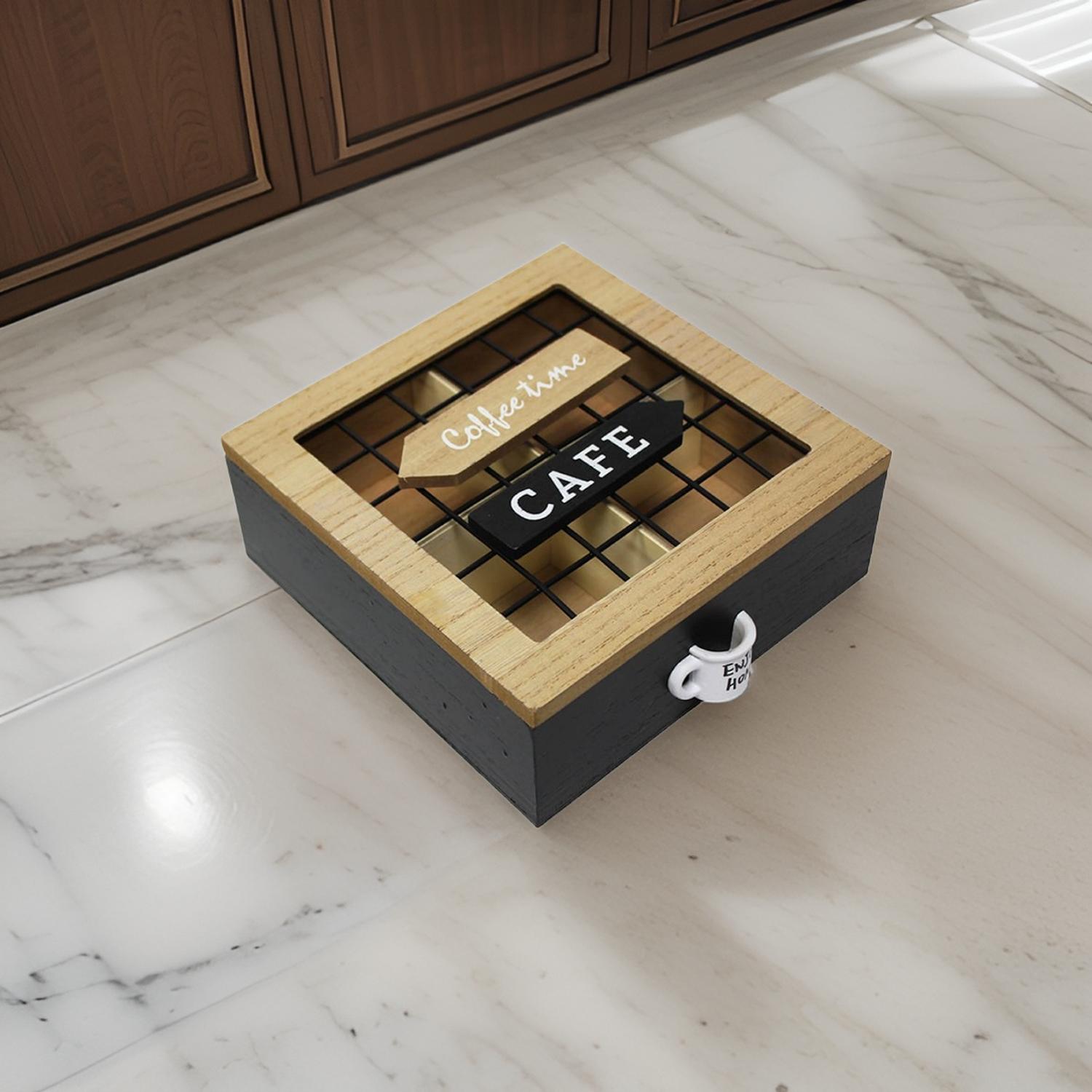CAJA DE TE 4 DIVISIONES TAPA CON DISEÑO DECORATIVA DECOHOGAR - 6