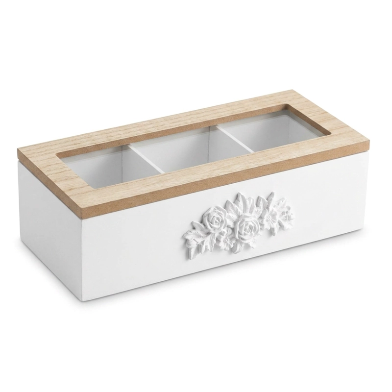 CAJA DE TE 3 DIVISIONES TAPA CON DISEÑO DECORATIVA DECOHOGAR - 1