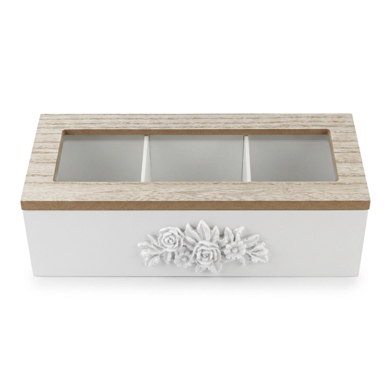 CAJA DE TE 3 DIVISIONES TAPA CON DISEÑO DECORATIVA DECOHOGAR - 3