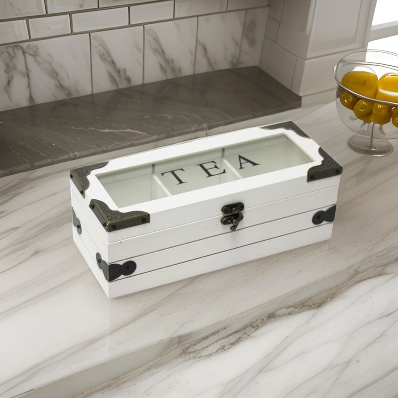CAJA DE TE 3 DIVISIONES TAPA CON DISEÑO DECORATIVA DECOHOGAR - 7