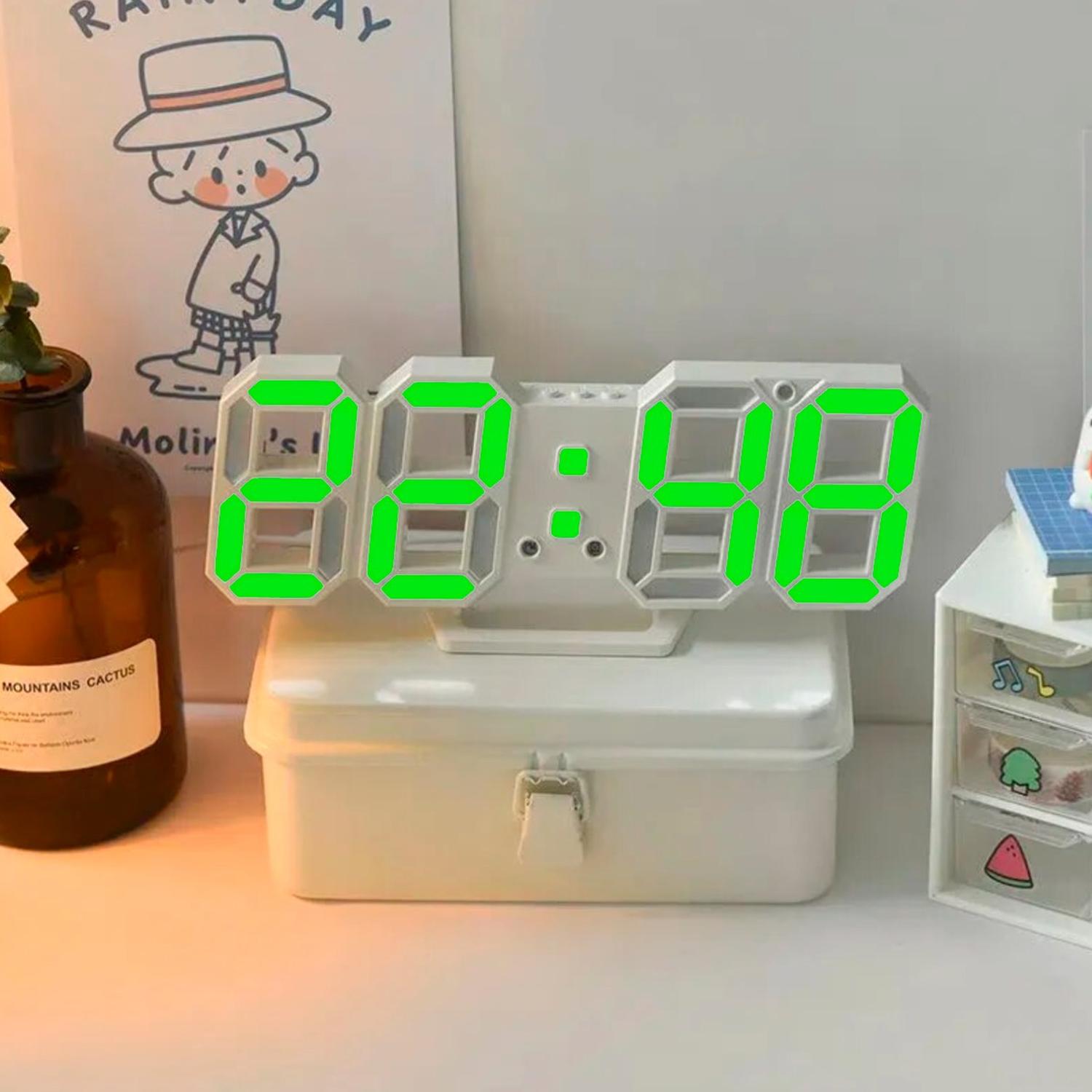 RELOJ DESPERTADOR DIGITAL LED 3D DE ESCRITORIO O MURO - 3
