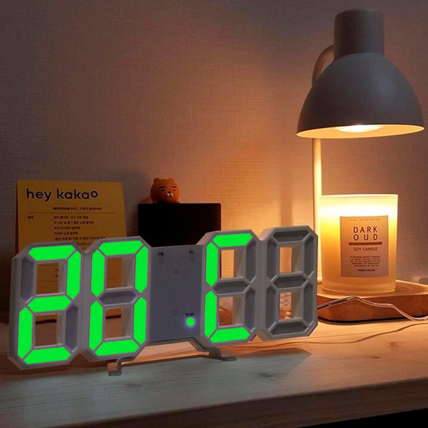 RELOJ DESPERTADOR DIGITAL LED 3D DE ESCRITORIO O MURO - 4