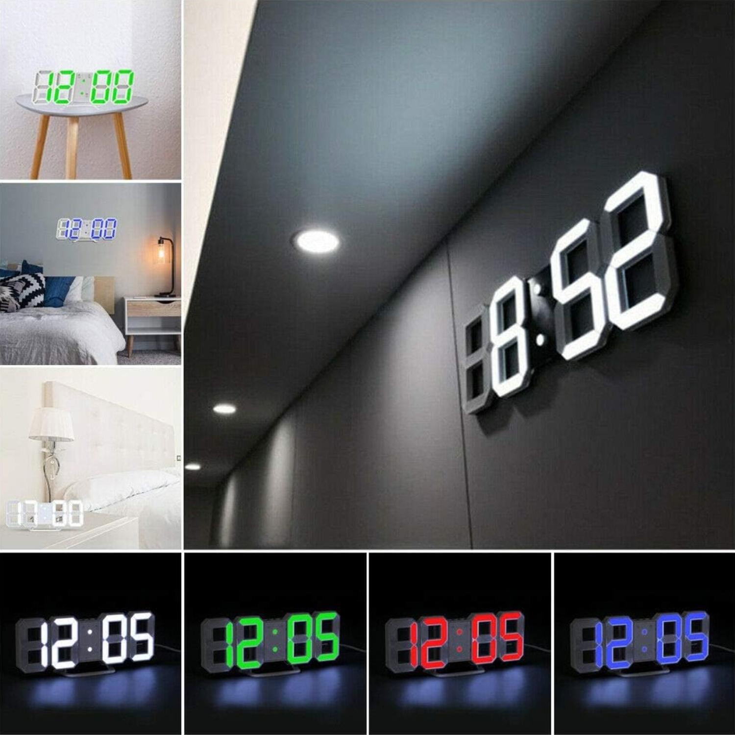 RELOJ DESPERTADOR DIGITAL LED 3D DE ESCRITORIO O MURO - 6