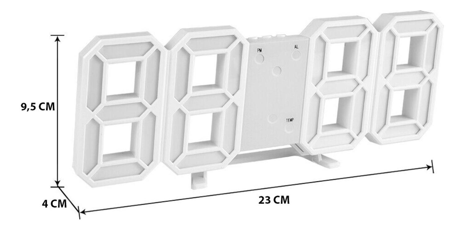 RELOJ DESPERTADOR DIGITAL LED 3D DE ESCRITORIO O MURO - 7