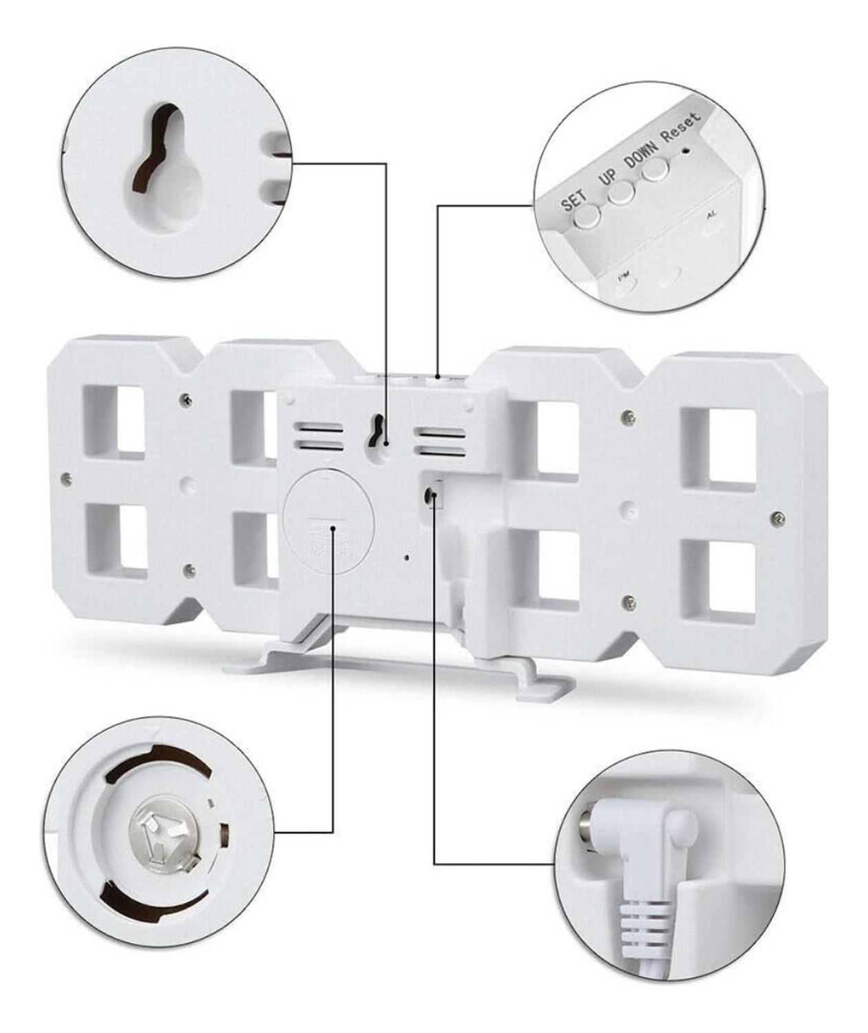 RELOJ DESPERTADOR DIGITAL LED 3D DE ESCRITORIO O MURO - 8