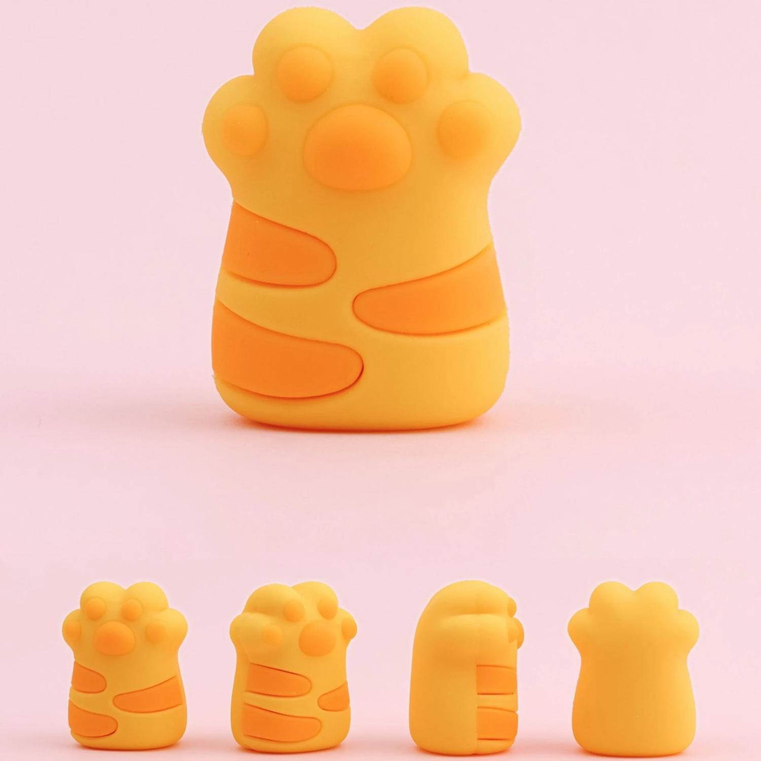 SET 2 GOMAS DE BORRAR PATITA DE GATO KAWAII COLORES AMARILLO - 3