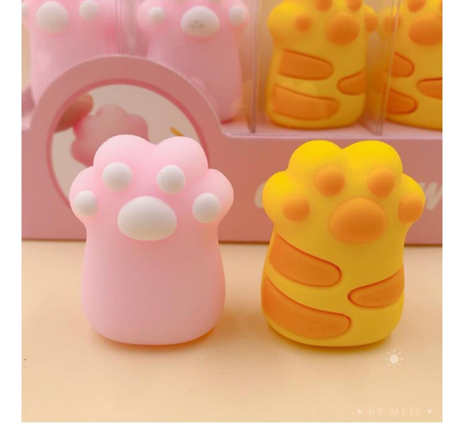 SET 2 GOMAS DE BORRAR PATITA DE GATO KAWAII COLORES AMARILLO - 4