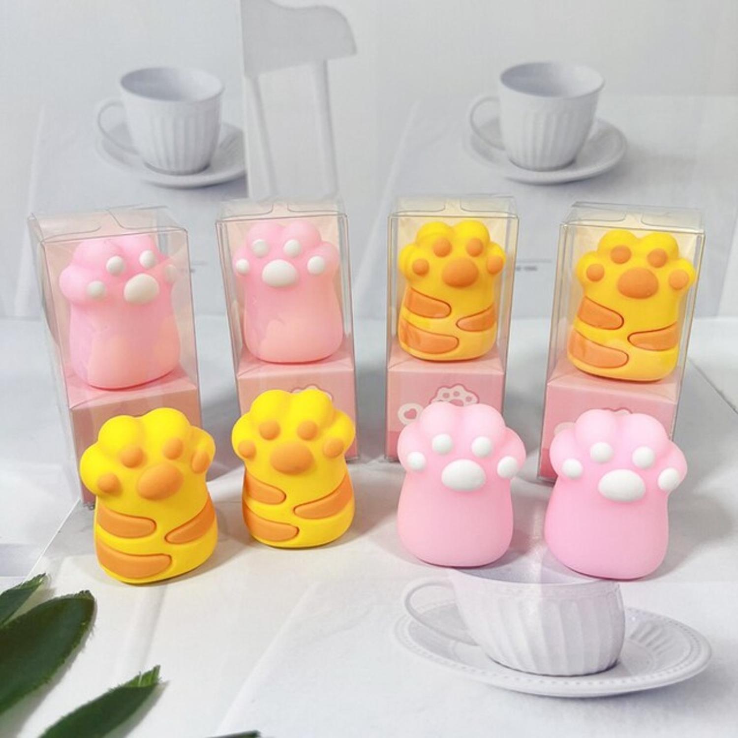 SET 2 GOMAS DE BORRAR PATITA DE GATO KAWAII COLORES AMARILLO - 6