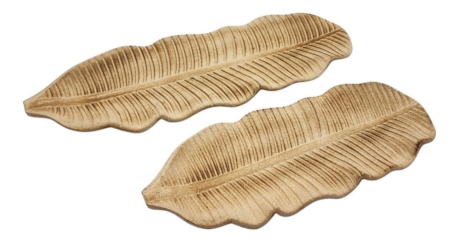 SET 2 BANDEJA PLATO DECORATIVO HOJA ESTILO MINIMALISTA - 1