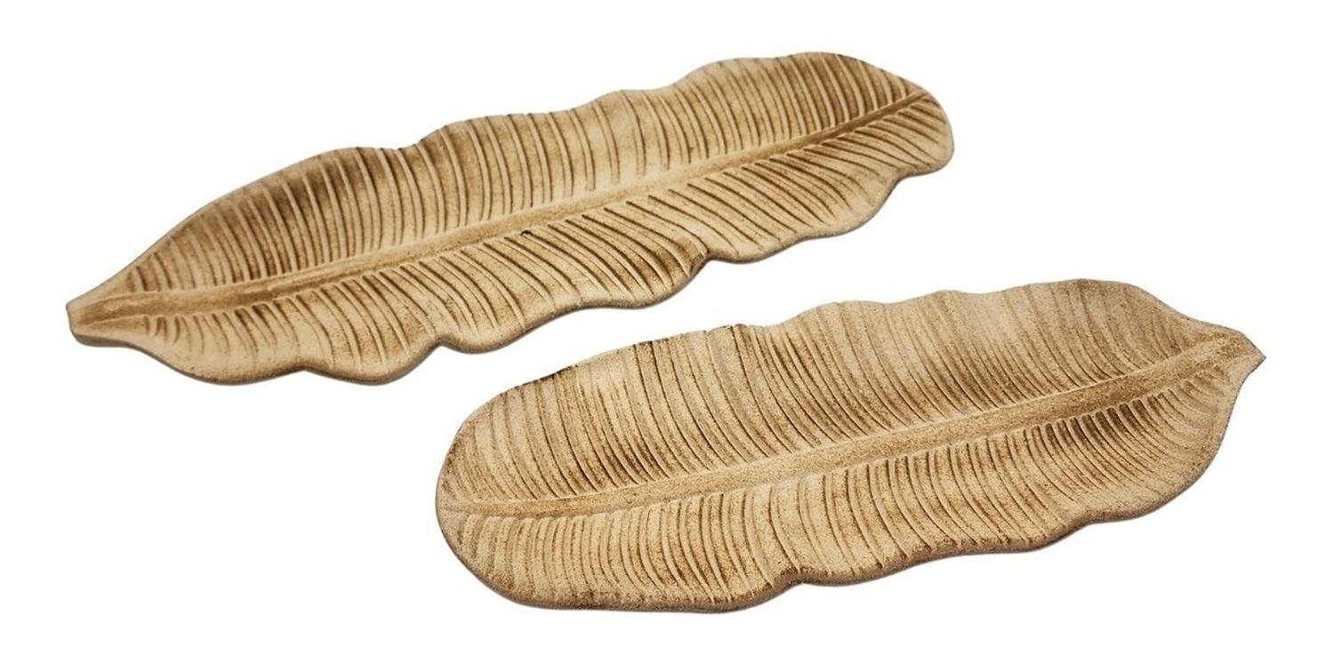 SET 2 BANDEJA PLATO DECORATIVO HOJA ESTILO MINIMALISTA - 2