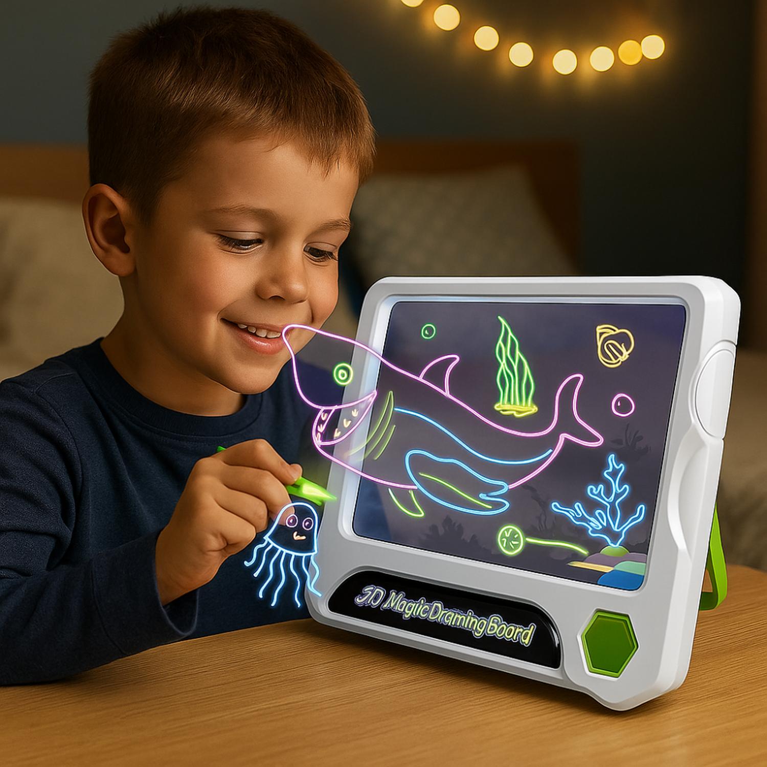 PIZARRA MAGICA 3D INFANTIL PARA DIBUJAR CON EFECTO LUCES - 3