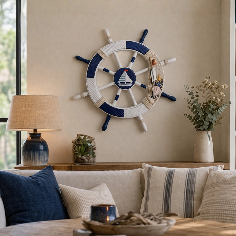 TIMON BARCO DECORATIVO MADERA PARED DECORACION - 3